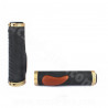 REVETEMENT POIGNEE VELO CITY LOCK-ON CUIR VERITABLE NOIR OR (LA PAIRE)