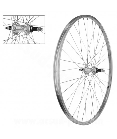 ROUE ARRIERE VELO 700x35 VTC 28" AXE PLEIN A VISSER (ETRTO 19-622)