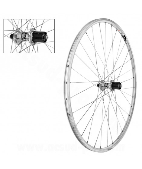 ROUE ARRIERE VELO ROUTE ROAD RUNNER 700C CASSETTE A BLOCAGE ARGENT