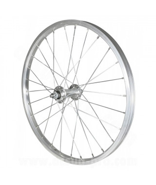 ROUE VTT 20" AV ANT ECROU AXE PLEIN JANTE ARGENT MACH1 M110. MOYEU ALU 28 RAYONS