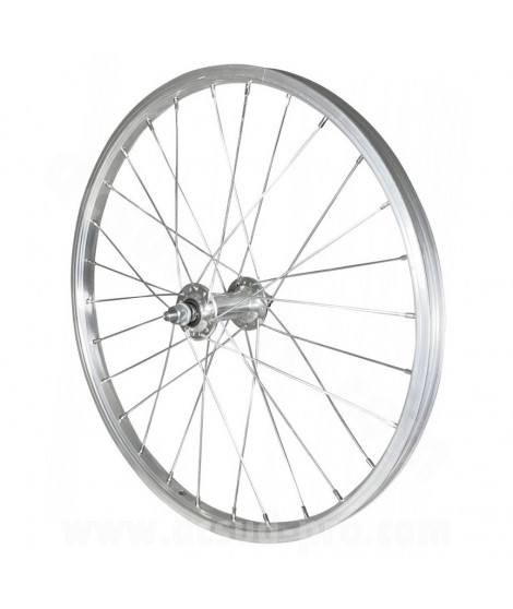 ROUE VTT 20" AV ANT ECROU AXE PLEIN JANTE ARGENT MACH1 M110. MOYEU ALU 28 RAYONS