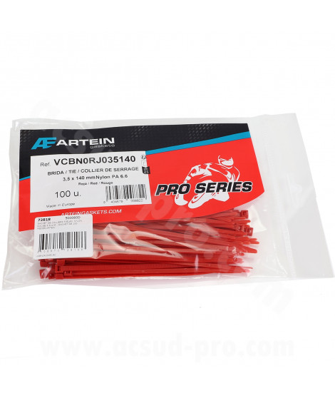 SACHET DE COLLIERS RISLAN  NYLON ROUGE 3.5X140  (SACHET DE 100 PIECES)