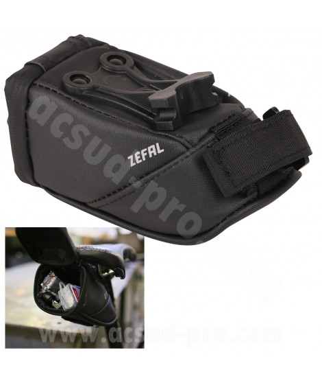 SACOCHE DE SELLE VELO ZEFAL IRON PACK 2 TF PACK S NOIR FIXATION RAIL DE SELLE