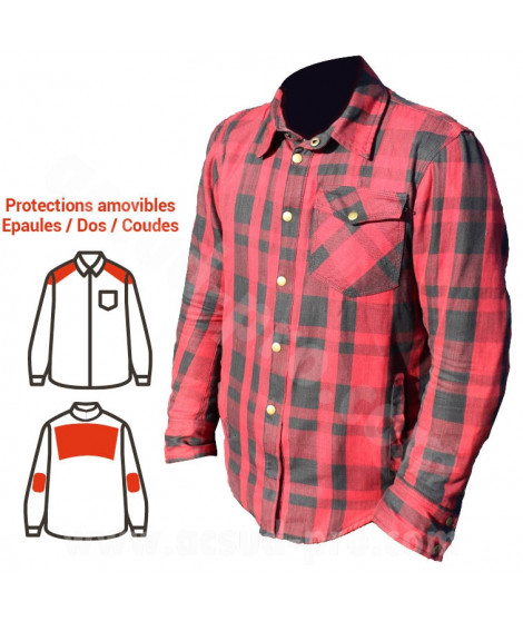 SURCHEMISE ARCHIVE MOTORCYCLE WOODY ROUGE/NOIRE    M