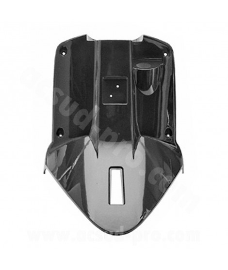 TABLIER ARRIERE / PROTEGE JAMBES ADAPT. MBK 50 BOOSTER 2004 / YAMAHA 50 BWS 2004  NOIR METAL