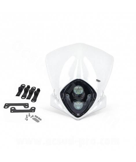 TETE DE FOURCHE ENDURO BI HALOGENE DUKE BLANC *