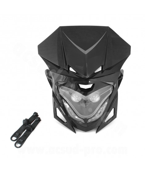 TETE DE FOURCHE ENDURO BI HALOGENE + LEDS WINTERBEE TYPE R8 NOIR *