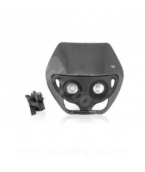 TETE DE FOURCHE ENDURO HALOGENE DOUBLE OPTIQUE IMIT CARBONE *