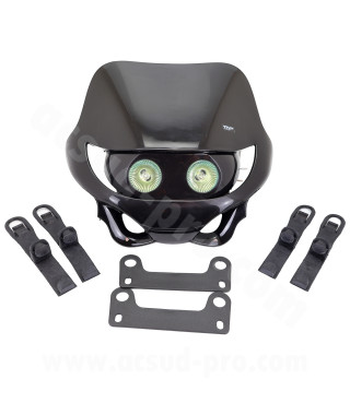 TETE DE FOURCHE ENDURO HALOGENE DOUBLE OPTIQUE NOIR *