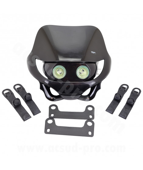 TETE DE FOURCHE ENDURO HALOGENE DOUBLE OPTIQUE NOIR *