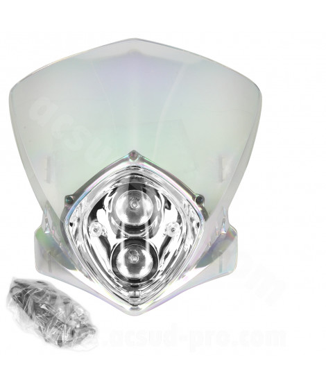 TETE DE FOURCHE MOTO DUKE 2X20W TRANSPARENT IRIDIUM *
