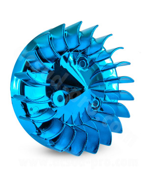 TURBINE REFROIDISSEMENT ADAPT. MBK BOOSTER / BW'S / STUNT / SLIDER / OVETTO / NEOS  ( MOTEUR MINARELLI A/C ) BLEU ANODISE
