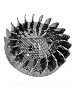 TURBINE REFROIDISSEMENT ADAPT. MBK BOOSTER / BW'S / STUNT / SLIDER / OVETTO / NEOS  ( MOTEUR MINARELLI A/C )  IMIT CARBONE