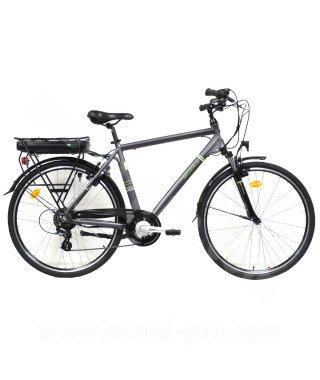VELO ELECTRIQUE EZO BELLEVILLE 28 HOMME- 500Wh GRIS VERT