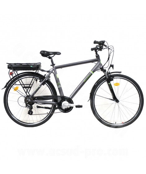 VELO ELECTRIQUE EZO BELLEVILLE 28 HOMME- 500Wh GRIS VERT