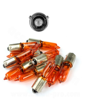 AMPOULE LAMPE HALOGENE MINIATURE H10W1 12V 21W CULOT BAU9S TEMOIN ERGOTS DECALES 120° ORANGE ( VENDU BOITE DE 10PCS)