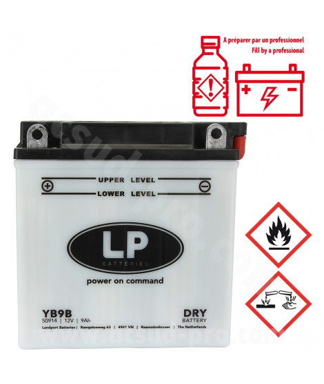 BATTERIE LANDPORT LB9-B 12V-9Ah (AVEC ENTRETIEN AVEC PACK ACIDE) PIAGGIO 50-125 FLY LIBERTY TYPHOON