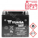 BATTERIE YUASA YTX14-BS 12V126 Ah MF SANS ENTRETIEN LIVREE AVEC PACK ACIDE ( PIAGGIO 125-250-300-400-500 MP3 250-400 X-EVO