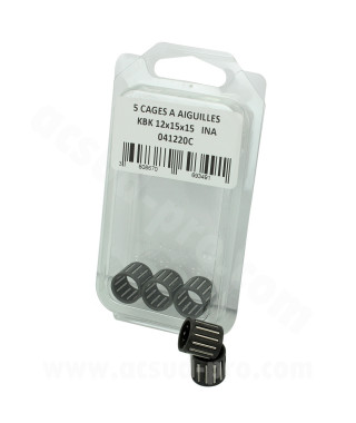 CAGE A AIGUILLES PISTON INA ADAPT MINARELLI AM6 MBK YAMAHA RIEJU SHERCO BETA DERBI GILERA 12 X 15 X 15 (BOITE DE 5 PIECES)