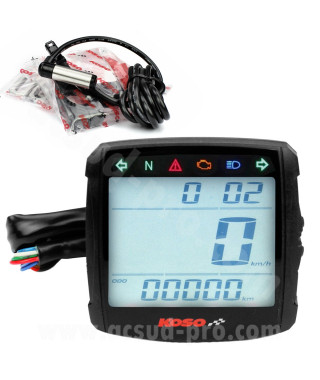 COMPTEUR DIGITAL MULTI FONCTIONS KOSO XR01 (TOTALISATEUR KILOMETRIQUETOTALISATEUR HEURESJAUGE