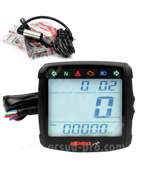 COMPTEUR DIGITAL MULTI FONCTIONS KOSO XR01 (TOTALISATEUR KILOMETRIQUETOTALISATEUR HEURESJAUGE
