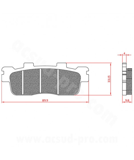 PLAQUETTE DE FREIN MAXISCOOTER BRENTA ADAPT KYMCO DINK DOWNTOWN PEOPLE 125-300CC KAWASAKI J 125-300CC ARRIERE