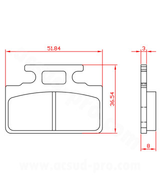 PLAQUETTE DE FREIN MAXISCOOTER BRENTA ADAPT SYM 50-100 MIO 4T AV HONDA 50-80-125CC  LEAD 1986-1993 AVANT