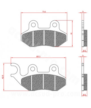 PLAQUETTE DE FREIN MAXISCOOTER BRENTA ADAPT SYM FIDDLE JET 4 ORBIT PGO PEUGEOT TWEET 50 125cc (HOMOLOGUEE ECE R90) BR3099