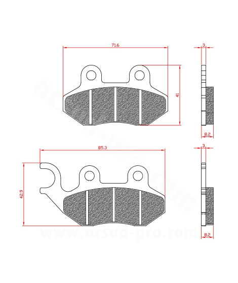PLAQUETTE DE FREIN MAXISCOOTER BRENTA ADAPT SYM FIDDLE JET 4 ORBIT PGO PEUGEOT TWEET 50 125cc (HOMOLOGUEE ECE R90) BR3099