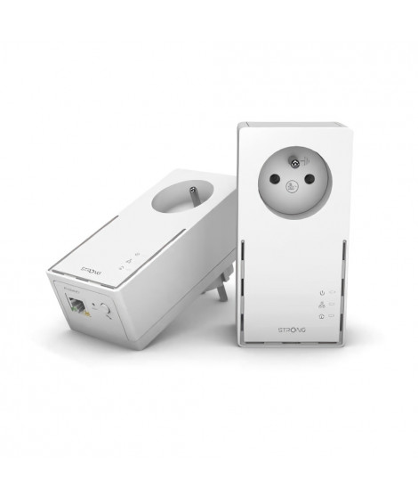 Kit CPL - STRONG - Powerline 1000 Duo - Prise Filtrée - 2 Adaptateurs - Haut débit jusqu'a 1000 Mbit/s