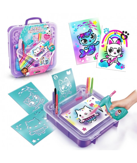 Canal Toys - Gabby et la Maison Magique - Mallette d'activités avec aérographe électronique, pochoirs et feutres - GAB 024