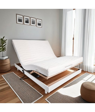 Ensemble relaxation matelas + sommier électrique 140x190 - Mousse - Ferme - TALCA Fabrication française