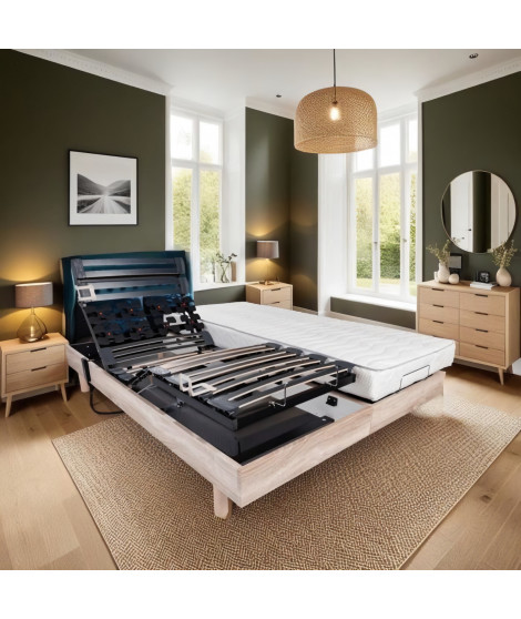 Ensemble relaxation matelas + sommiers électriques 2x80x200cm - Mousse - Ferme - ECLIPSE Fabrication française