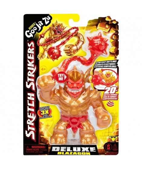 Figurine Deluxe Stretch Strikers Blazagon 11cm - HERoeS OF GOO JIT ZU - Héros guerrier sonore avec arme extensible