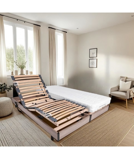 Ensemble relaxation matelas + sommiers électriques 2x90x200 - Mousse - Ferme - TALCA Fabrication française