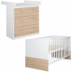 Chambre bébé duo - Lit évolutif 70 x 140 cm + Commode a langer avec plan a langer inclus - ROBA - Bicolore blanc / décor chen…