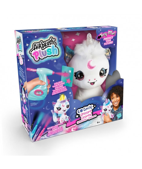 Canal Toys - Airbrush Plush - Peluche Licorne Cosmique a personnaliser avec corne lumineuse  - AIR 028