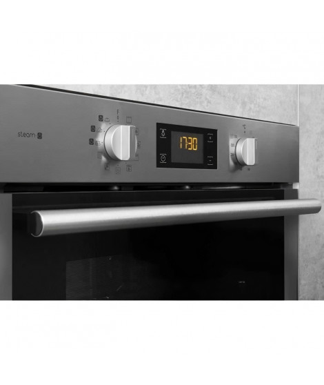 Four encastrable pyrolyse chaleur pulsée - HOTPOINT FA4S841PIX - Inox - Porte froide plein verre - 71L - 59,5x59,5x55,1cm