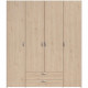 Armoire chambre VARIA - Panneaux de particules - Décor chene et blanc - 4 portes  + 2 tiroirs - L 159,9 cm x P 51,3 cm x H 18…