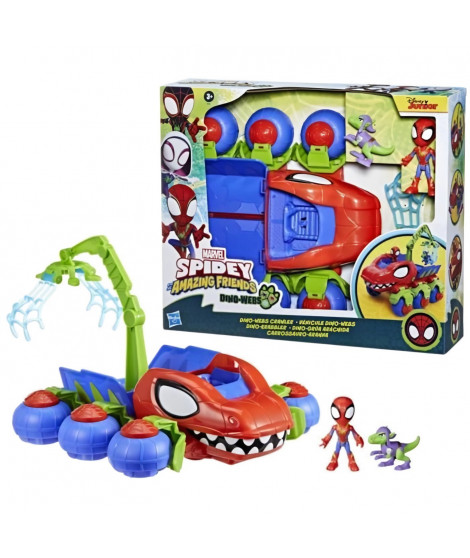 Spidey, Véhicule Dino 2 en 1, Voiture tout-terrain avec figurines incluses, des 3 ans
