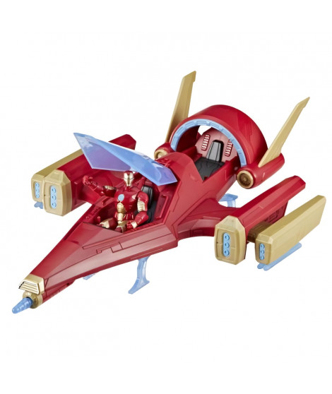 Avengers, Vaisseau d'Iron Man avec 1 figurine 10cm incluse, Des 4 ans