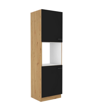 Colonne four - MODENA - 60 cm - 2 portes - Chene artisan et noir mat - CUISINIER