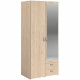 Armoire de chambre - VARIA - Décor chene - 2 portes dont 1 avec miroir - 2 tiroirs - 81 x 51 x 185 cm - PARISOT