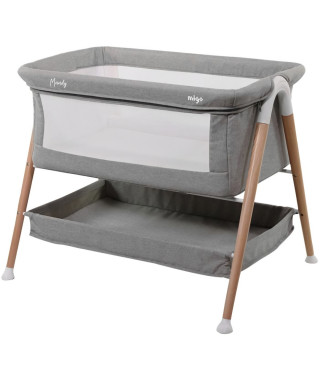 Berceau - NANIA - MANDY - Gris / Bois - Jusqu'a 9 kg