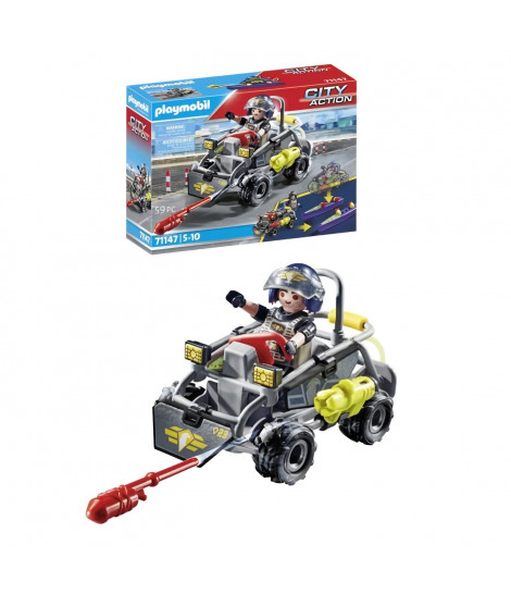 PLAYMOBIL - Quad transformable de bandit - Les policiers - City Action - Unité d'élite