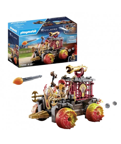 PLAYMOBIL 71299 Chariot de combat enflammé des Burnham Raiders- Affrontez les ennemis avec le chariot, son canon et siege éje…