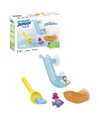 PLAYMOBIL Junior 71689 Toboggan aquatique et animaux marins Comprend un personnage, des animaux et des accessoires - Des 18 mois