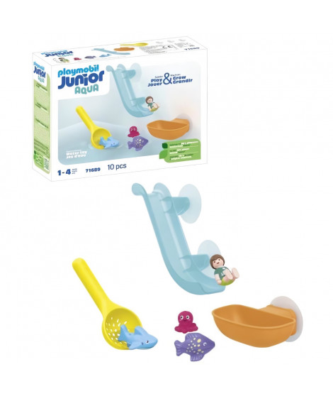 PLAYMOBIL Junior 71689 Toboggan aquatique et animaux marins Comprend un personnage, des animaux et des accessoires - Des 18 mois