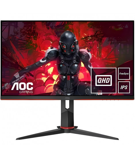 AOC Q27G2U/BK - écran Gamer - QHD IPS 144hz 1ms - FreeSync Premium - Ajustement en Hauteur - Hub USB