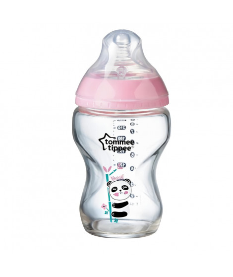 TOMMEE TIPPEE Biberon en Verre Closer to Nature, 250ml, Bleu Décoré